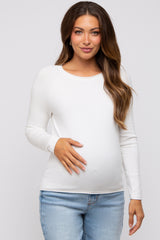 Ivory Basic Raglan Sleeve Maternity Sweater Top