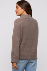 Mocha Mock Neck Maternity Sweater