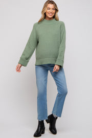 Green Mock Neck Maternity Sweater