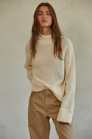 Cream Mock Neck Sweater