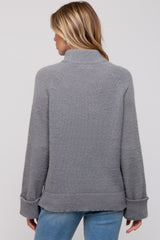 Grey Mock Neck Maternity Sweater