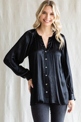 Black Button-Down Long Sleeve Blouse