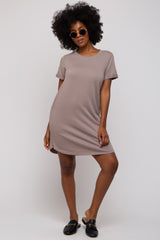 Mocha French Terry Cuffed Short Sleeve Dress