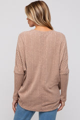 Taupe Ribbed Brushed Knit Dolman Sleeve Maternity Top