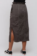 Charcoal Cargo Cinched Midi Skirt