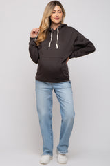 Charcoal Basic Fleece Maternity Hoodie