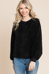 Black Faux Fur Maternity Sweatshirt