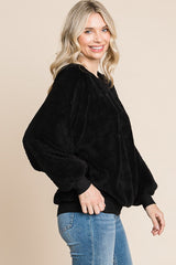 Black Faux Fur Sweatshirt