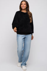 Black Faux Fur Maternity Sweatshirt