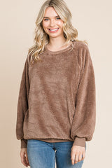 Brown Faux Fur Maternity Sweatshirt