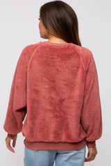 Rust Faux Fur Maternity Sweatshirt