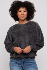 Charcoal Faux Fur Sweatshirt