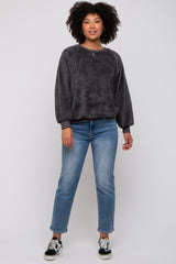 Charcoal Faux Fur Sweatshirt