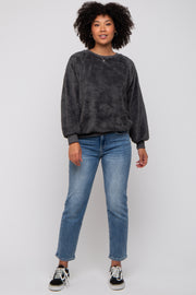 Charcoal Faux Fur Sweatshirt