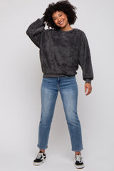 Charcoal Faux Fur Sweatshirt