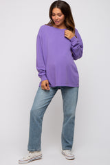 Lavender Oversized Long Sleeve Maternity Top