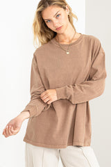 Mocha Oversized Long Sleeve Maternity Top