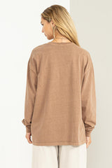 Mocha Oversized Long Sleeve Top