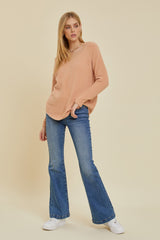 Peach Fuzzy Soft Knit Sweater