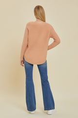 Peach Fuzzy Soft Knit Sweater