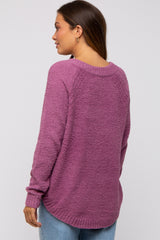 Magenta Fuzzy Soft Knit Maternity Sweater