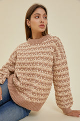 Taupe Striped Open Knit Maternity Sweater