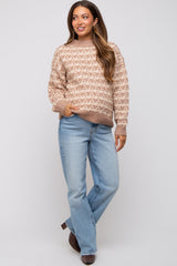 Taupe Striped Open Knit Maternity Sweater