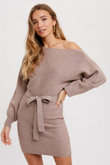 Latte Boatneck Sweater Dress