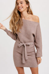 Latte Boatneck Sweater Dress