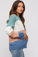 Multi-Color Color Blocked Striped Maternity Sweater