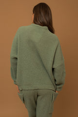 Olive Mock Neck Lightweight Sweater