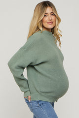 Olive Mock Neck Lightweight Maternity Sweater