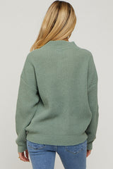 Olive Mock Neck Lightweight Maternity Sweater