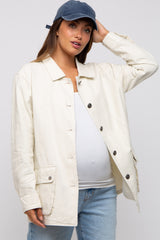 Ivory Front Pocket Collared Maternity Jacket