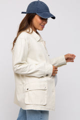 Ivory Front Pocket Collared Maternity Jacket