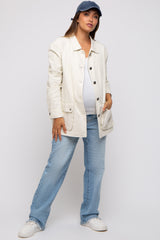 Ivory Front Pocket Collared Maternity Jacket