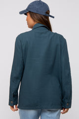 Dark Teal Front Pocket Collared Maternity Jacket