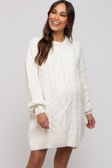 Ivory Soft Knit Maternity Sweater Dress