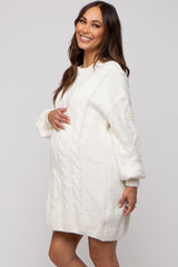 Ivory Soft Knit Maternity Sweater Dress