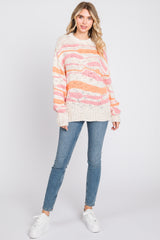 Orange Multi Color Open Knit Sweater