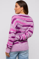 Lavender Multi Color Open Knit Maternity Sweater