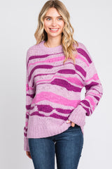 Lavender Multi Color Open Knit Maternity Sweater