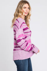 Lavender Multi Color Open Knit Sweater