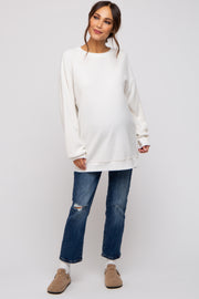 Cream Oversized Brushed Knit Long Sleeve Maternity Top