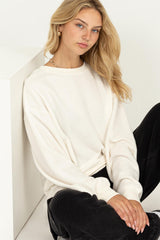 Cream Oversized Brushed Knit Long Sleeve Maternity Top