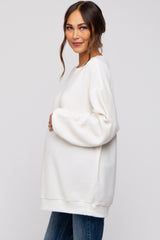 Cream Oversized Brushed Knit Long Sleeve Maternity Top