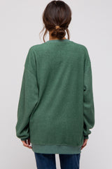 Green Oversized Brushed Knit Long Sleeve Maternity Top