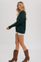 Forest Green Half Button Up Sweater