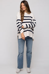 Cream Striped Oversized Maternity Sweater