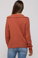 Rust Knit Zipper Maternity Pullover Sweater